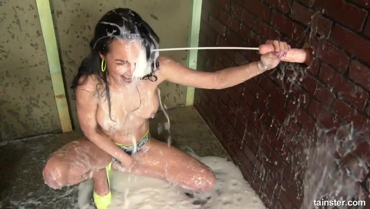 Solo Brunette Francys Belle And Her Big Tits Get The Cream Treatment