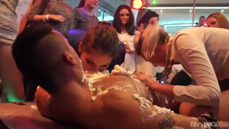 Brunette and Blonde Party Lovers Sharing Big Tits and Sex