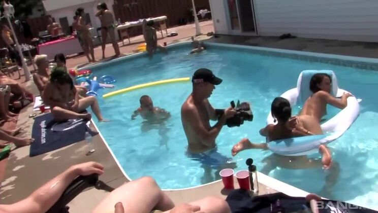 Group Sex By The Pool With Tattooed Co-eds