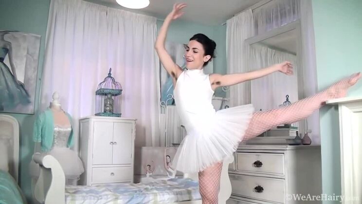 Brunette Ballerina Luna O Goes from Lingerie to Nude