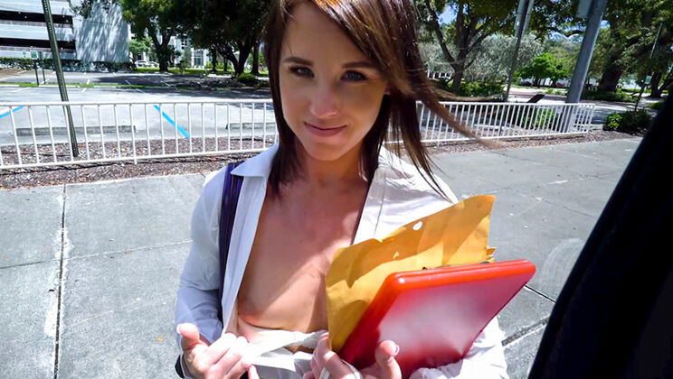 [BangBus] - Blowjob And Fuck For Cash With Brunette Lawyer - Tony Rubino - Riley Jacobs