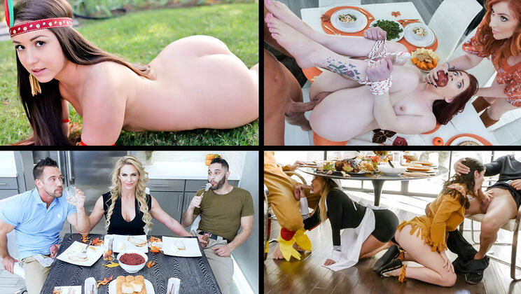[TeamSkeetSelects] - Slutty Girls Thanksgiving - Brooklyn Chase - Lauren Phillips - Rosalyn Sphinx - Aria Carson