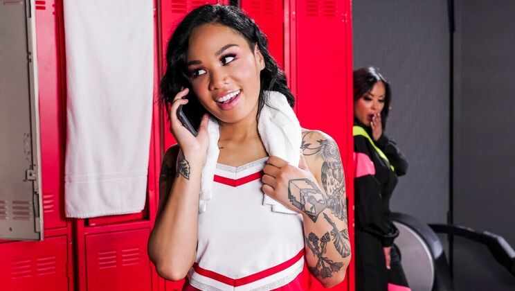 Brunette Cheerleader Gets Fucked By Her Lesbian Friend