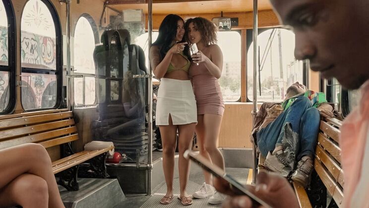 [RKPrime] - Double Blowjob FFM Bus Ride