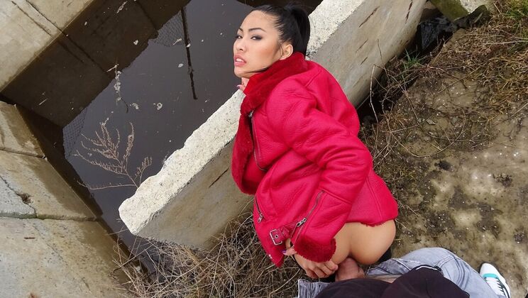 Cum on Pussy with a Big Tits Thai Lady