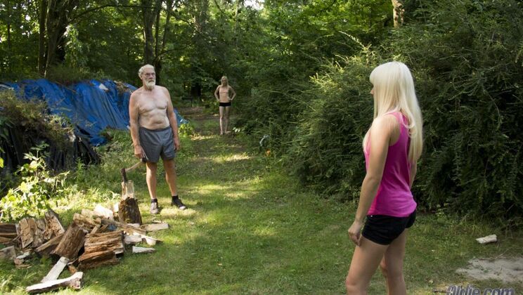 [Oldje] - Outdoor Threesome with Old Guy - Alice - Peter - Nela Elmond