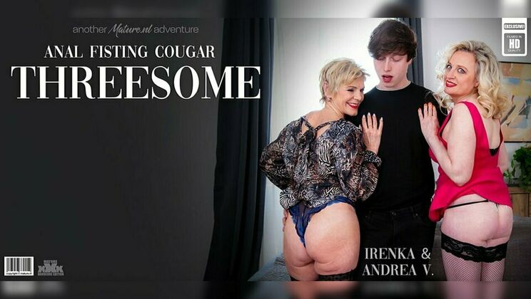 [Mature.nl] - Old Cougars Irenka and Andrea Share a Young Stud in Anal Threesome
