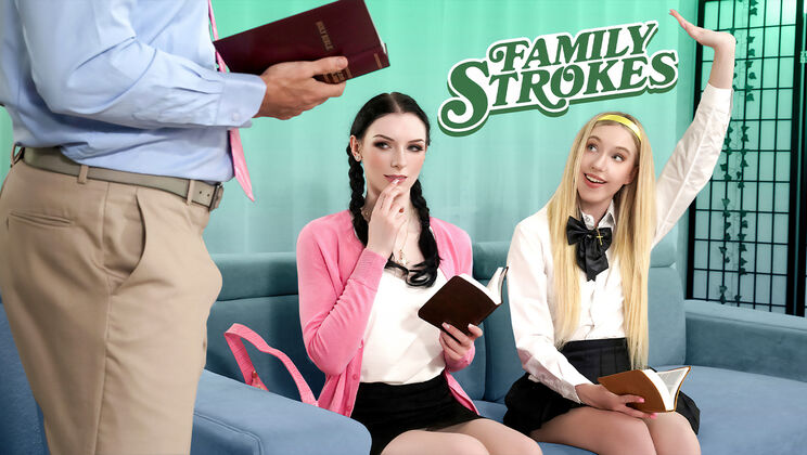 [FamilyStrokes] - Threesome with Panties and Bra Bustin' Fun