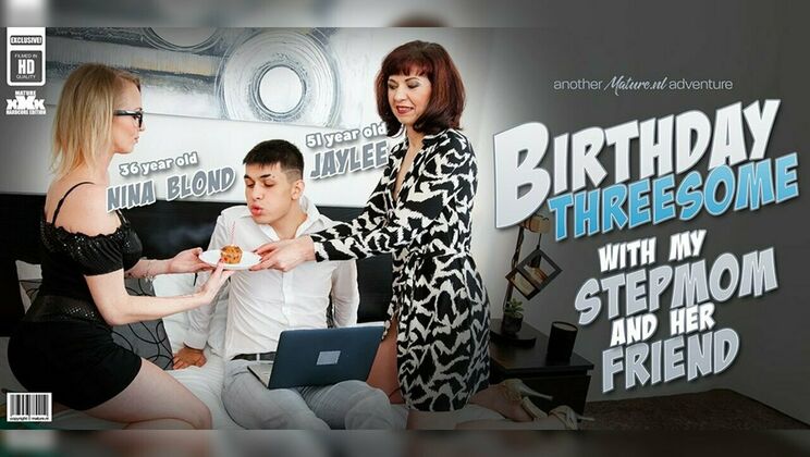 [Mature.nl] - Stepson gets a birthday surprise from two sexy MILFs