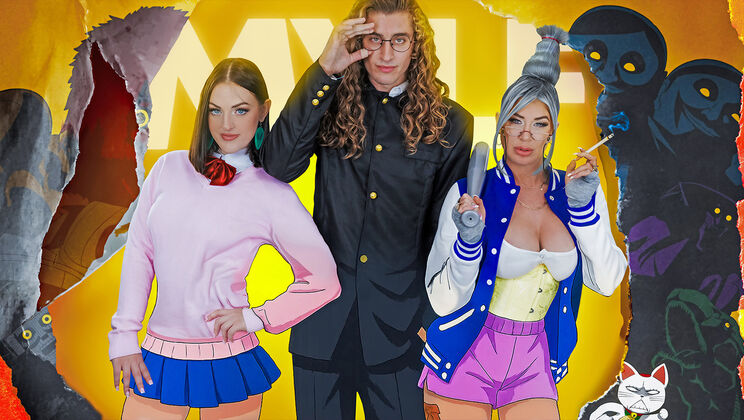 [BadMilfs] - Wild Ghost Sex with Blonde and Brunette on My Possessed Man!