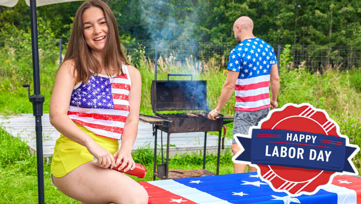 [ClubSweethearts] - Labor Day 2025: Teen 18+ Gets Hardcore Outdoor Sex - Hazel Grace - Aleks Sam