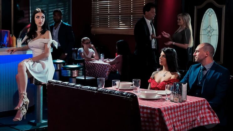 [DigitalPlayground] - Brunette and Latina Lesbian Sex with Dress and Heels